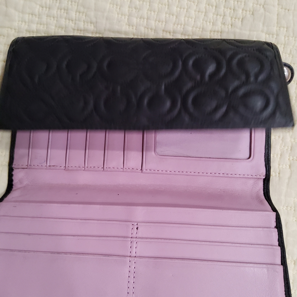 Coach Black Leather Logo Long Wallet - Picture 3 of 10